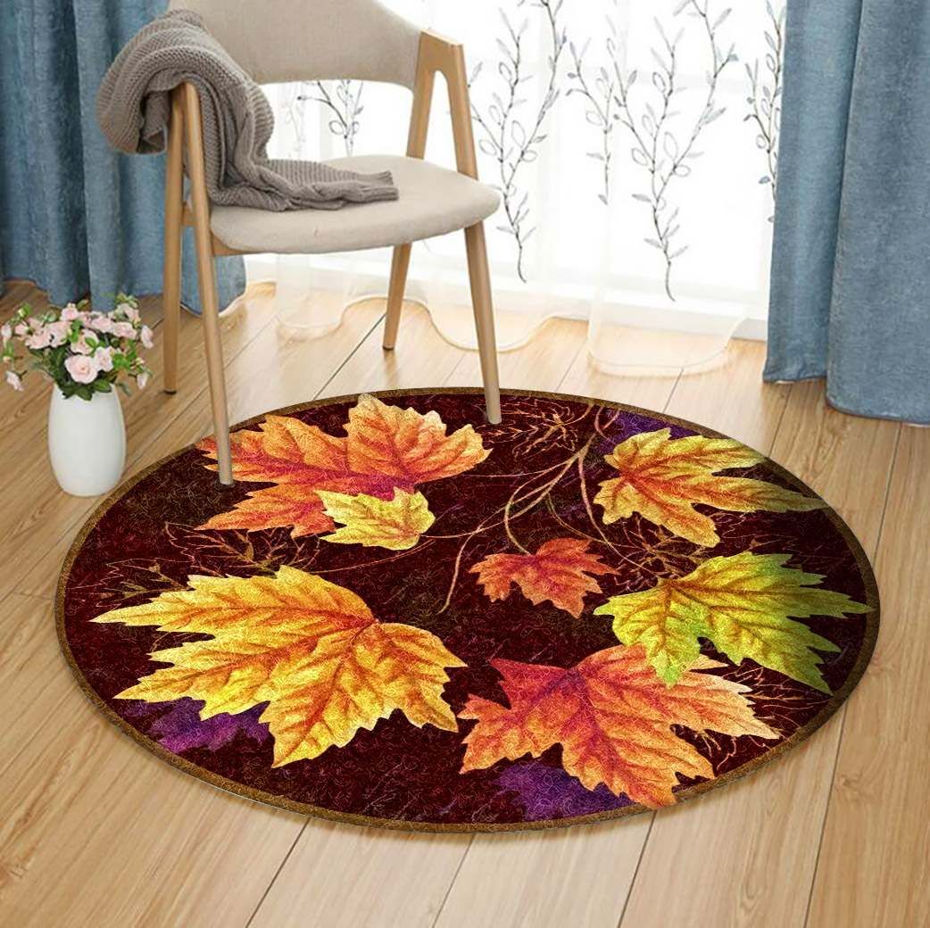 Maple Leaves Round Carpet