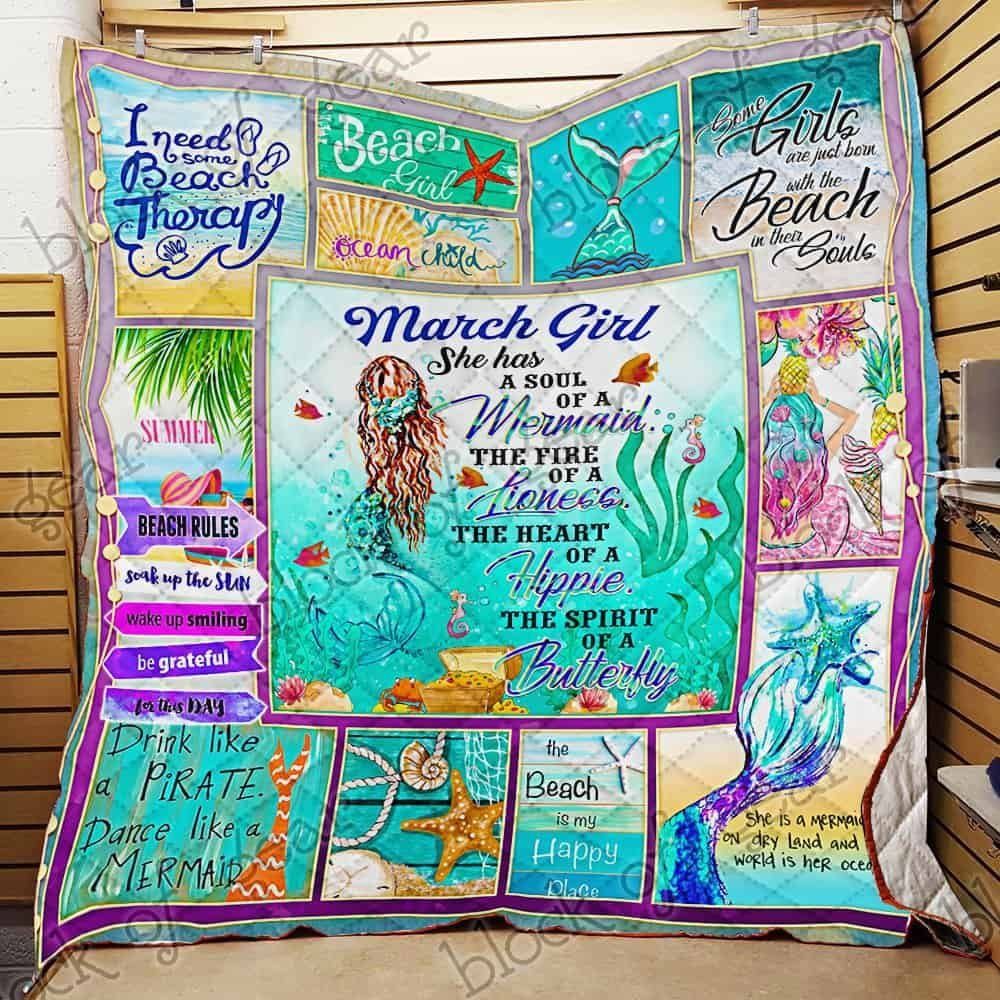 March Girl A Soul Of A Mermaid CL18100428MDQ Quilt Blanket