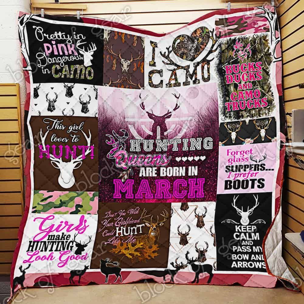 March Girls Hunting Queens CL18100432MDQ Quilt Blanket
