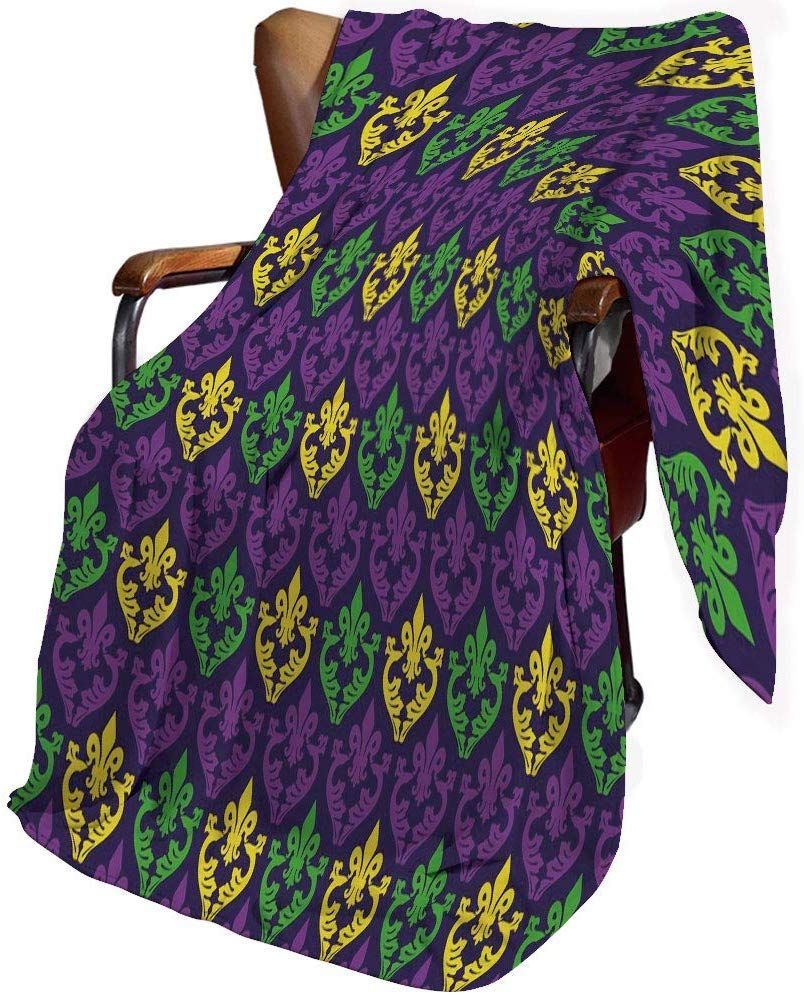 Mardi Gras Antique Old Fashioned Motifs In Mardi Gras Holiday Sherpa Fleece Blanket