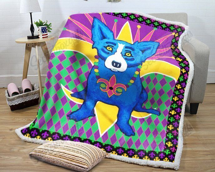 Mardi Gras Cajun Dog Fleece Blanket