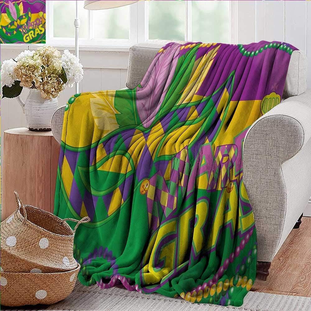 Mardi Gras Colorful Bands With Vivid Beads Feathers Mask And Crown Symbol Sherpa Fleece Blanket