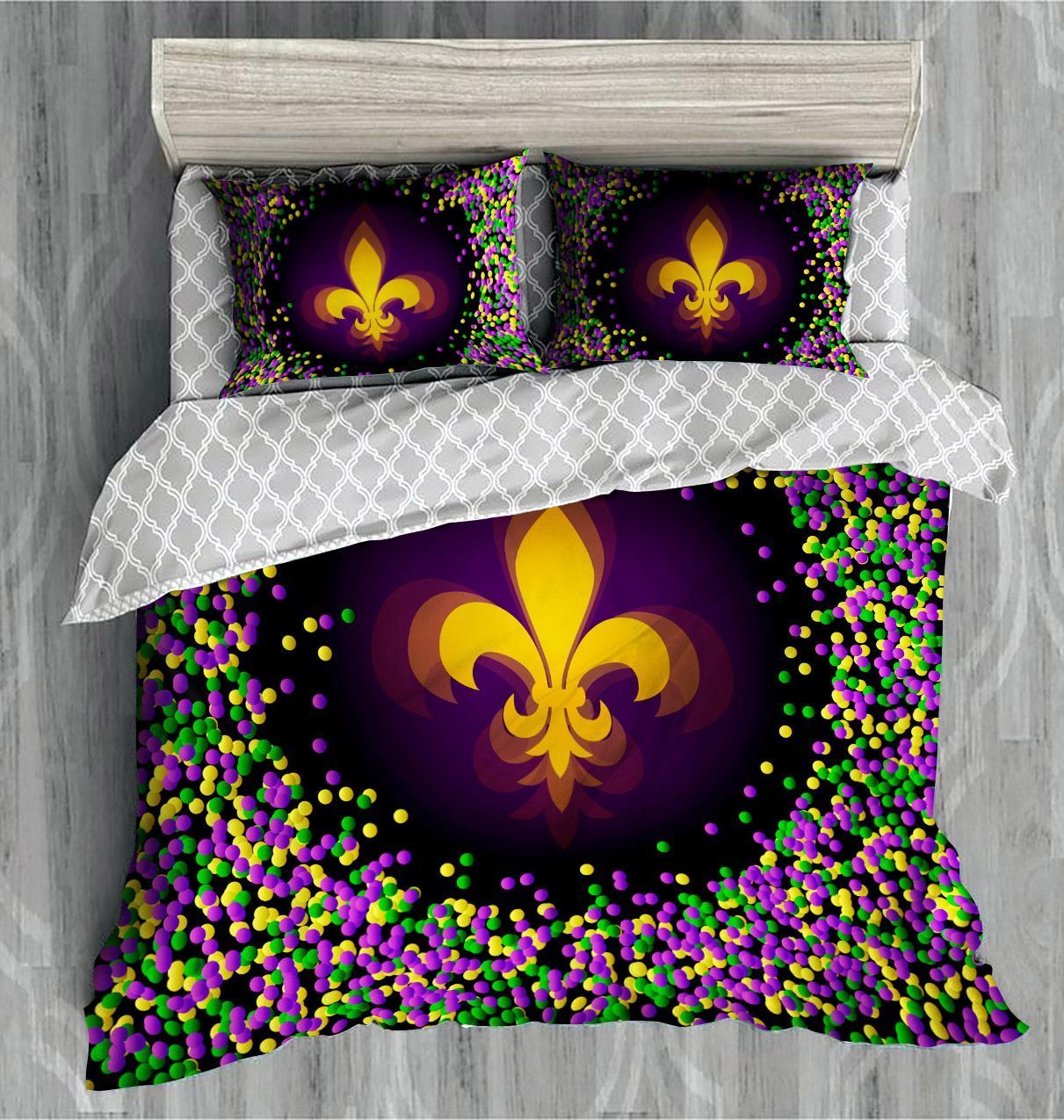 Mardi Gras Fleur De Lis Glitter Bedding Set