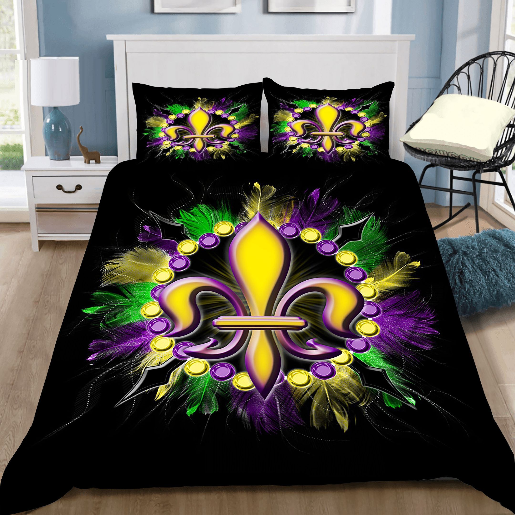 Mardi Gras Flower Of New Orleans Fleur De Lys Bedding Set