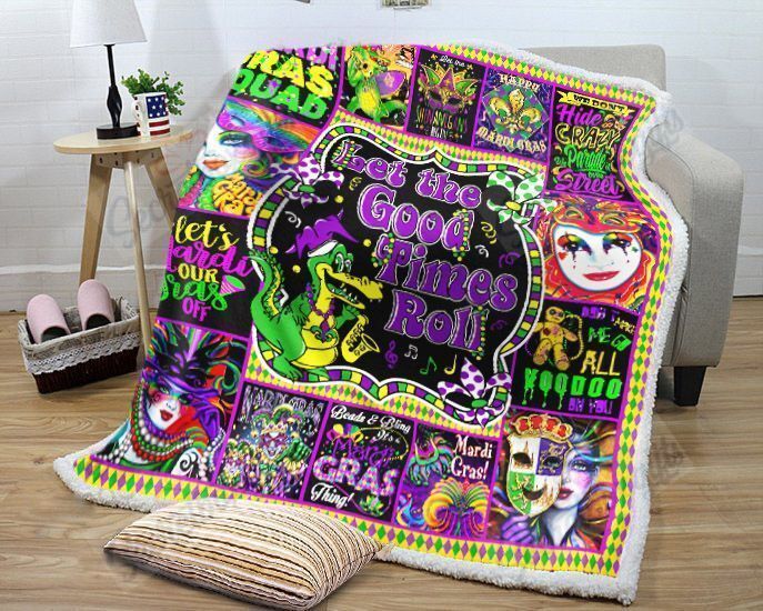 Mardi Gras Let The Good Times Roll Fleece Blanket