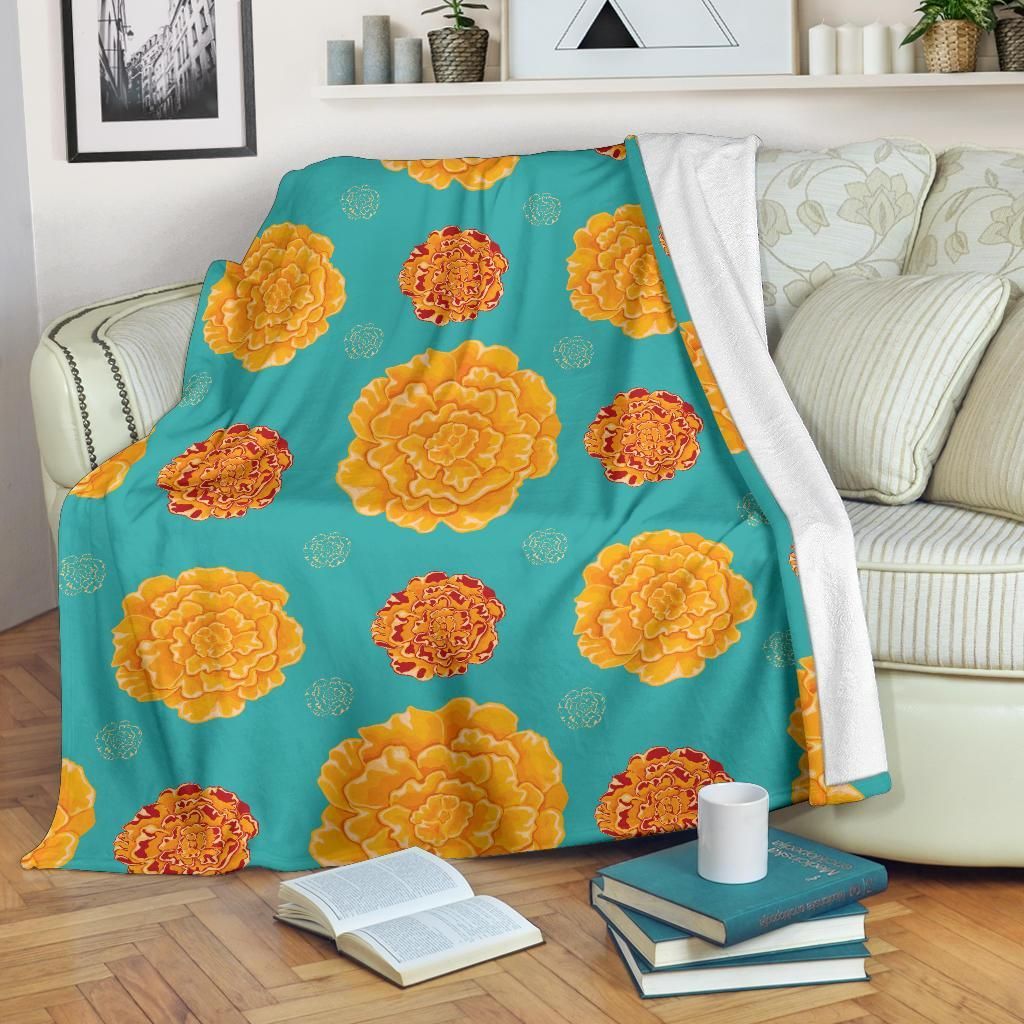 Marigold Pattern Sherpa Fleece Blanket