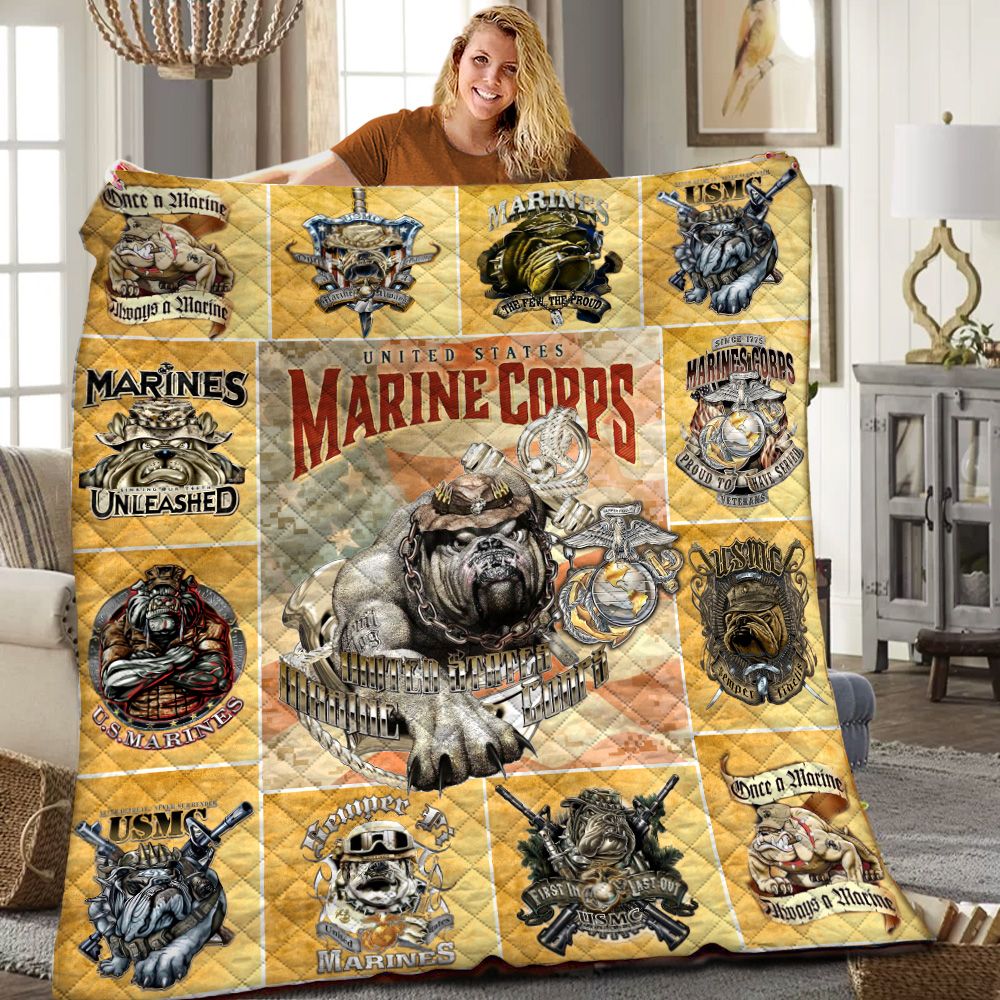 Marine Bulldog Quilt Blanket HHH180618NH