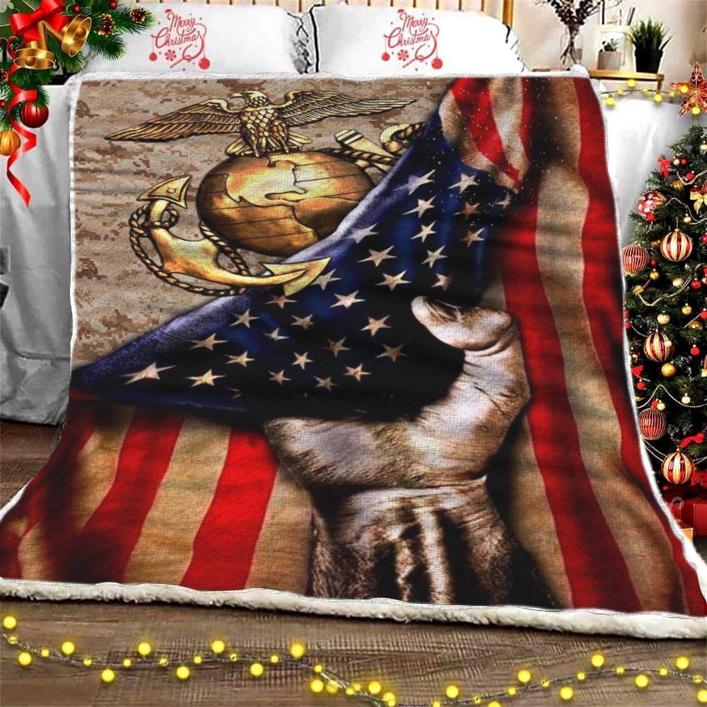 Marine Corp Symbol Sherpa Fleece Blanket