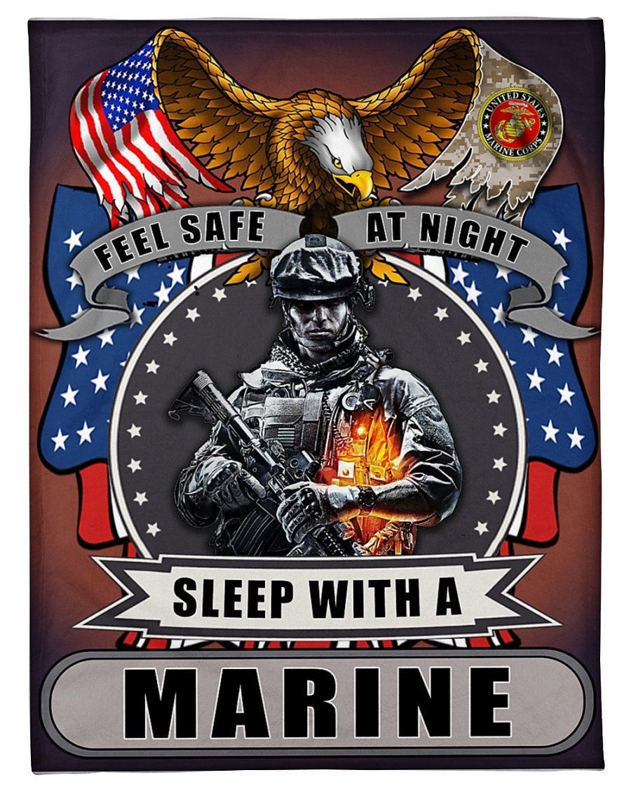 Marine Feel Safe At Night Sleep With A Marine Fleece Blanket Fleece Blanket