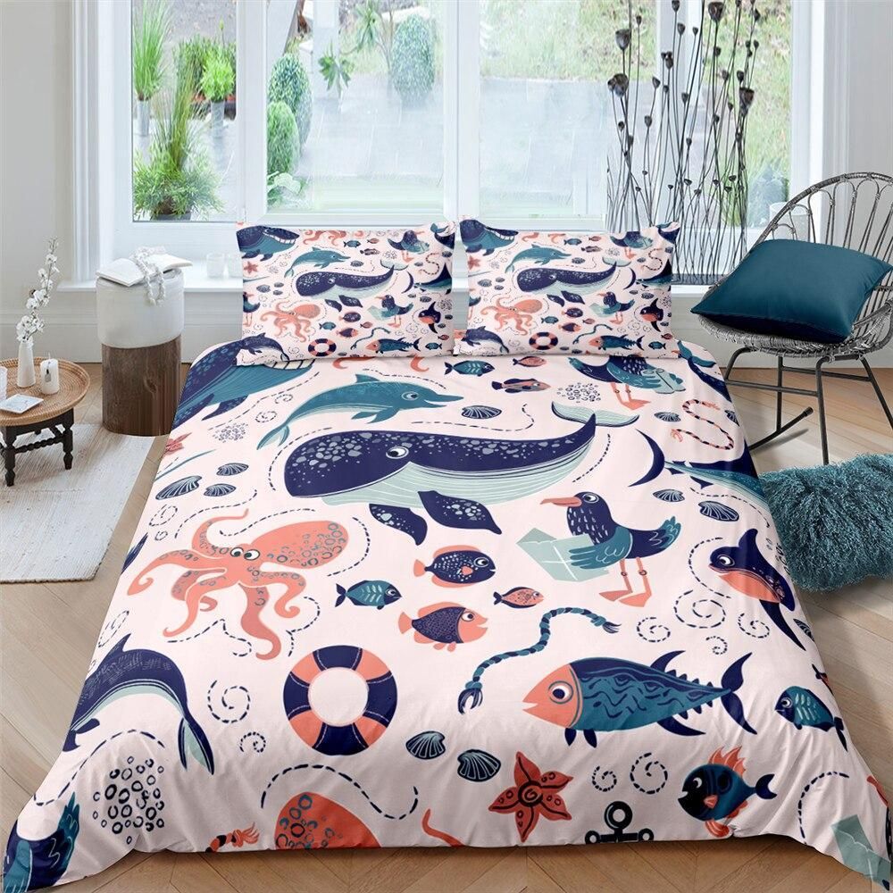 Marine Life Patterns Bedding Set