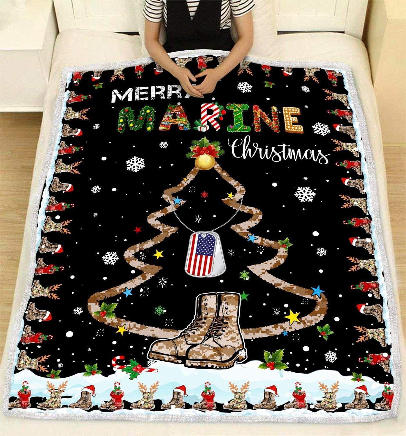 Marine Merry Marine Christmas Sherpa Fleece Blanket