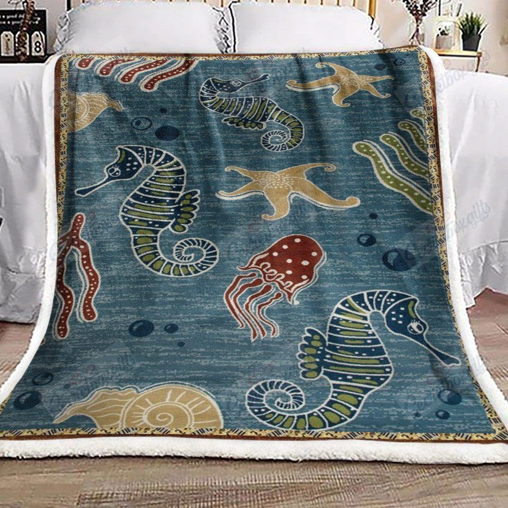 Marine Ocean Life Fleece Blanket