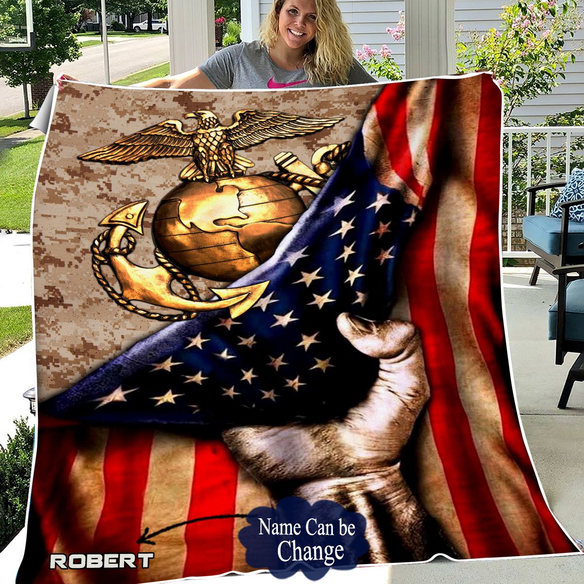 Marine Personalized Quilt Blanket HHC120624