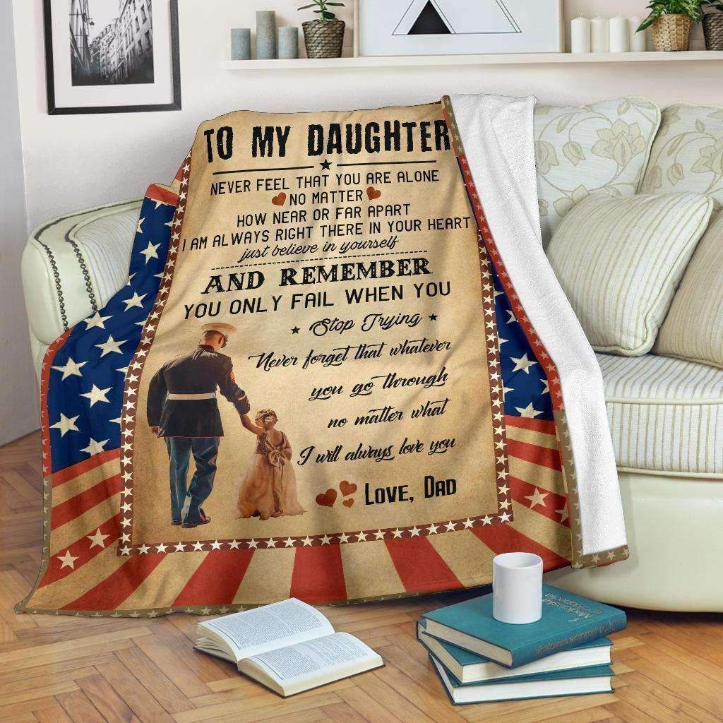 Marine To My Daughter Sherpa Fleece Blanket