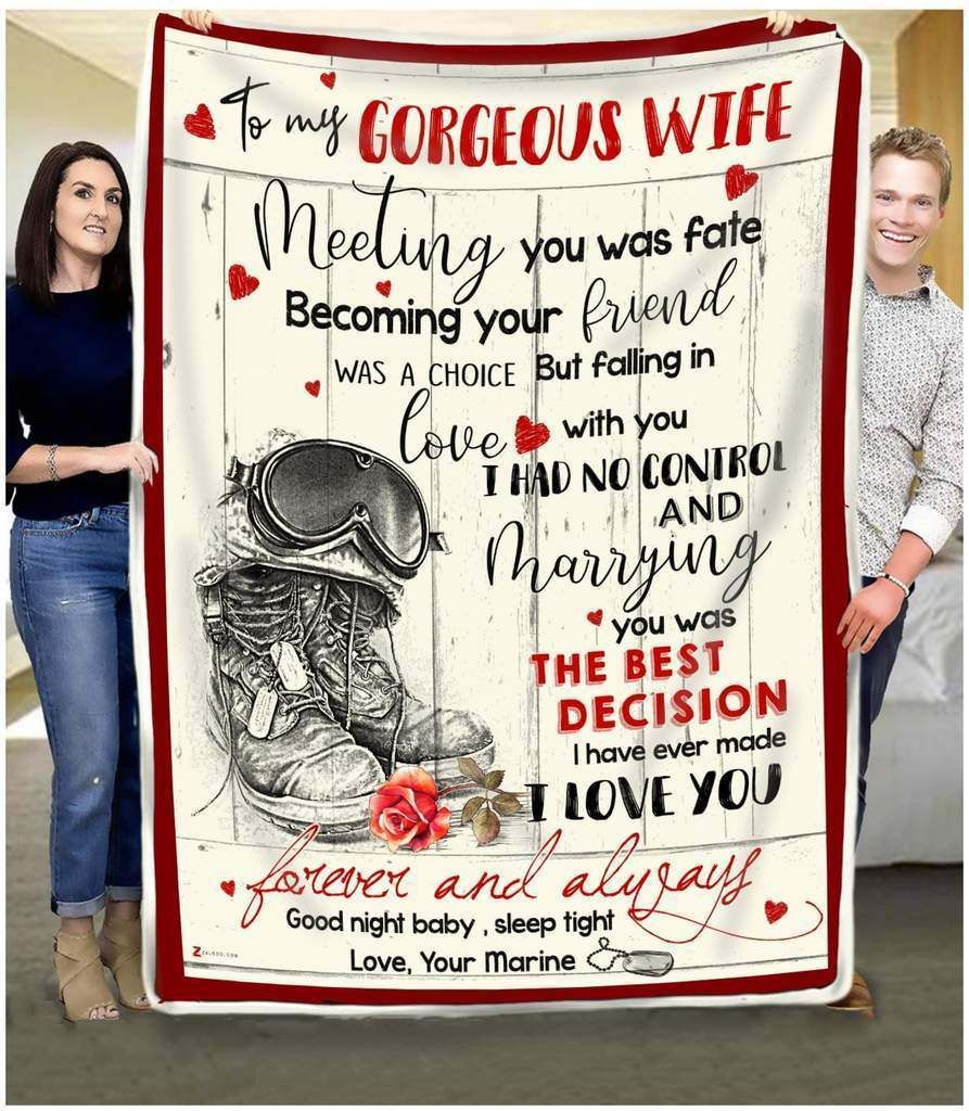 Marine – To My Gorgeous Wife – Meeting You Was Fate Fleece Blanket