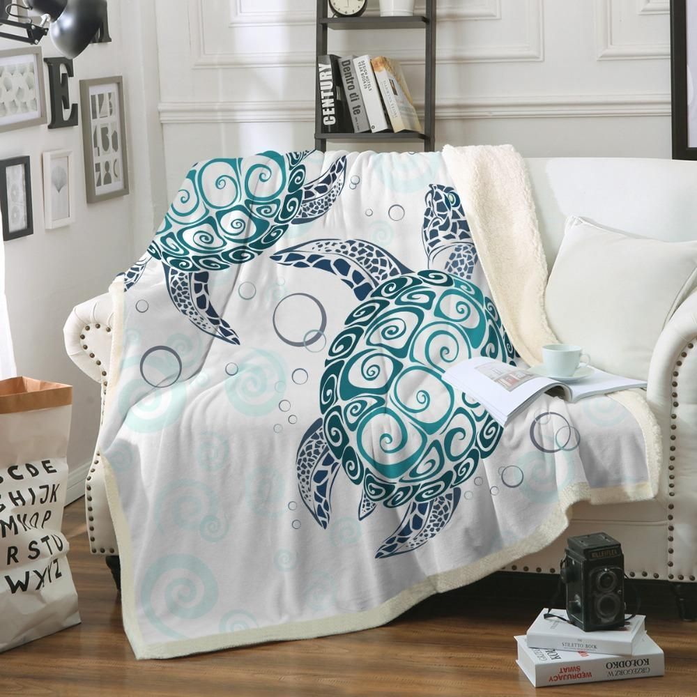 Marine Turtle Sherpa Fleece Blanket