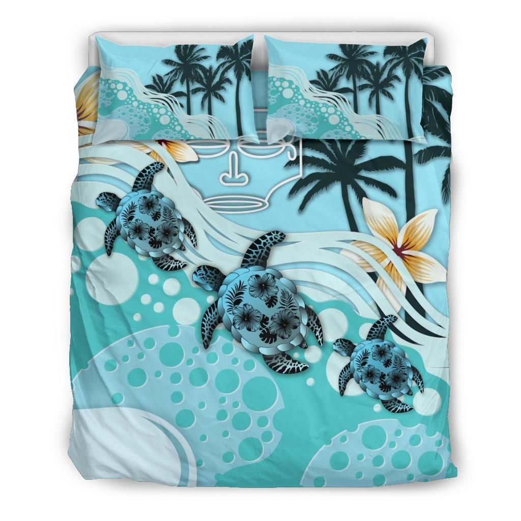 Marquesas Islands Blue Turtle Hibiscus Bedding Set