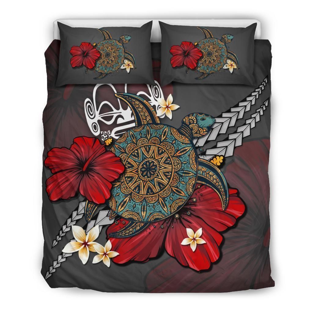 Marquesas Islands Gray Turtle Tribal Bedding Set