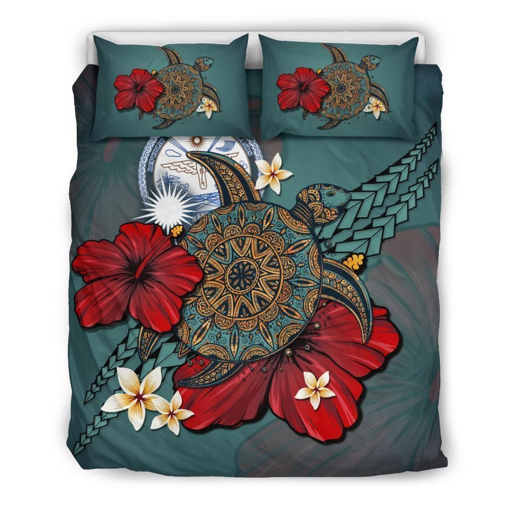 Marshall Islands Blue Turtle Tribal Bedding Set