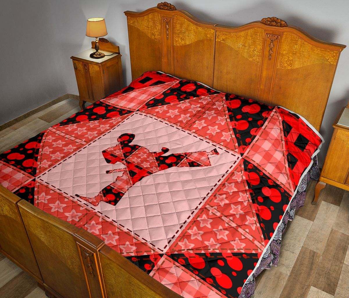 MARTIAL ARTS MAN FLOWER PATTERN RED QUILT DHC281110977DD