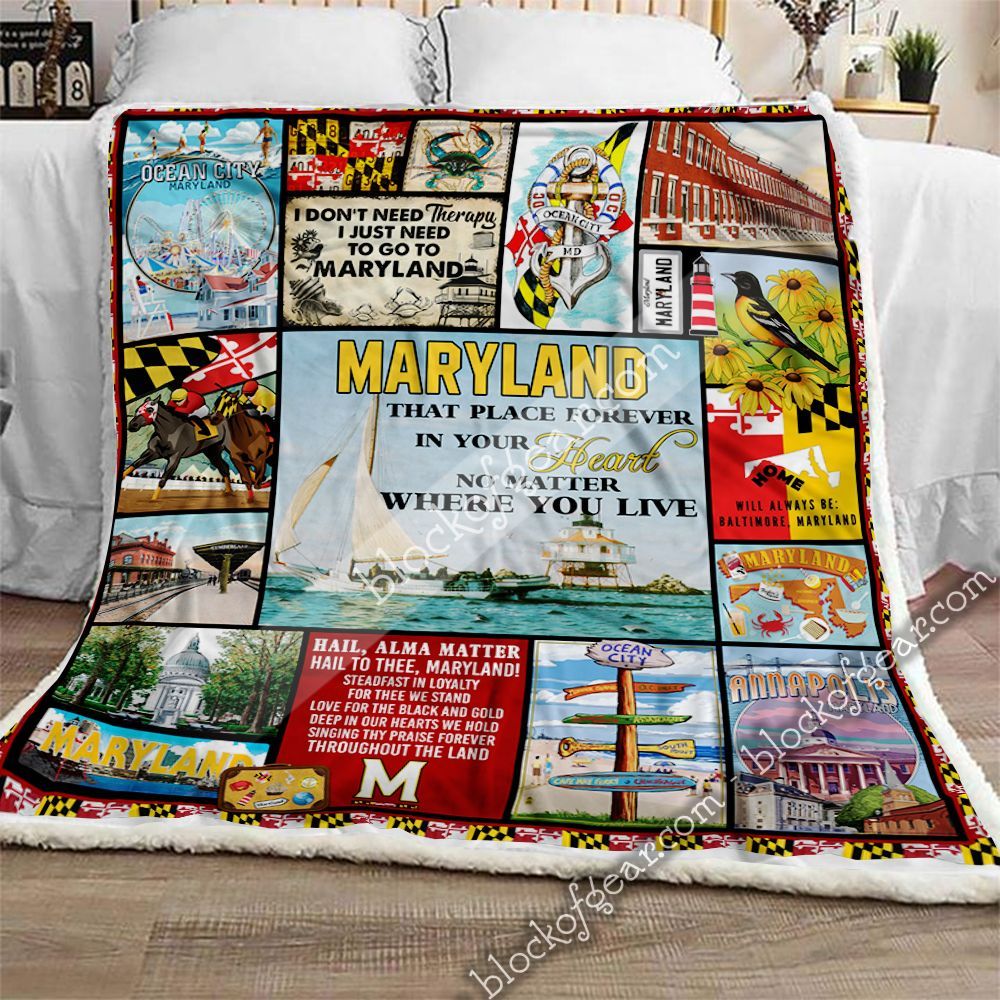 Maryland In Your Heart Sherpa Fleece Blanket