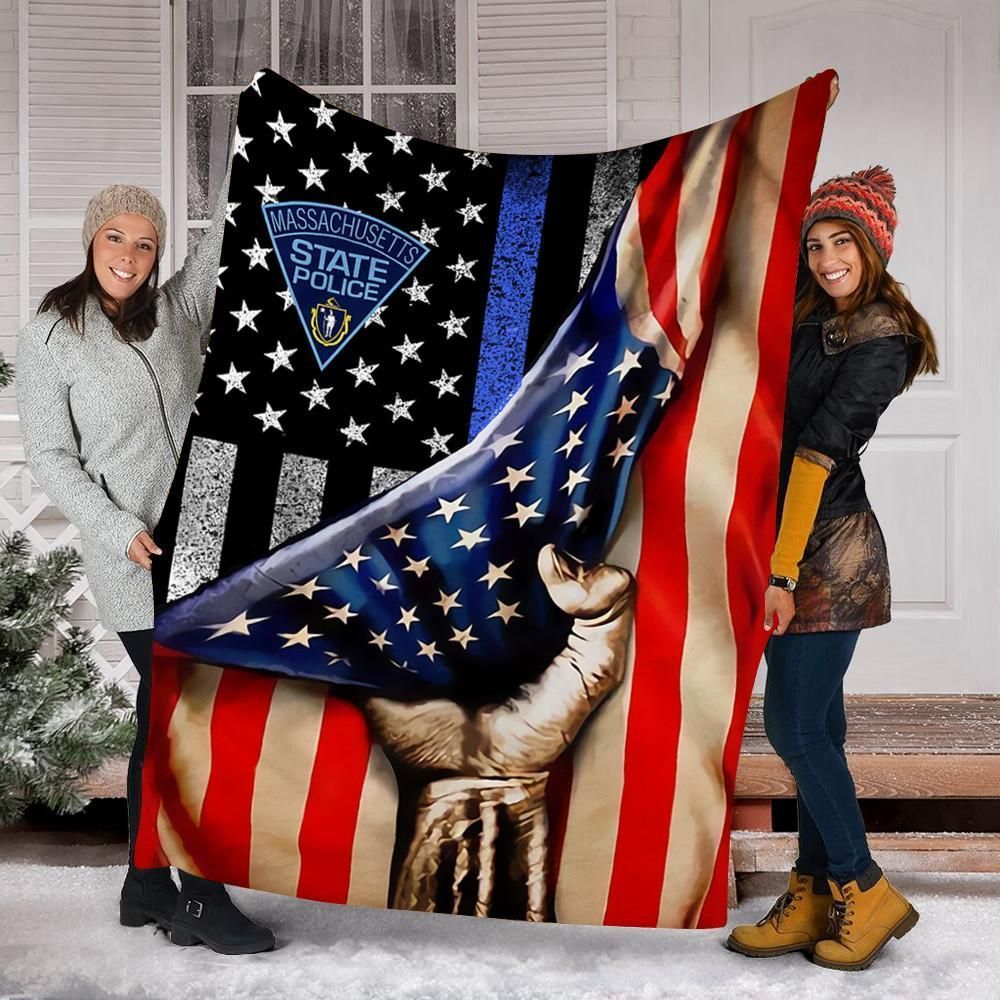 Massachusetts State Police Sherpa Fleece Blanket