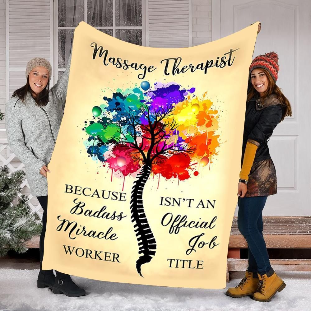 Massage Therapist Badass Miracle Worker Sherpa Fleece Blanket