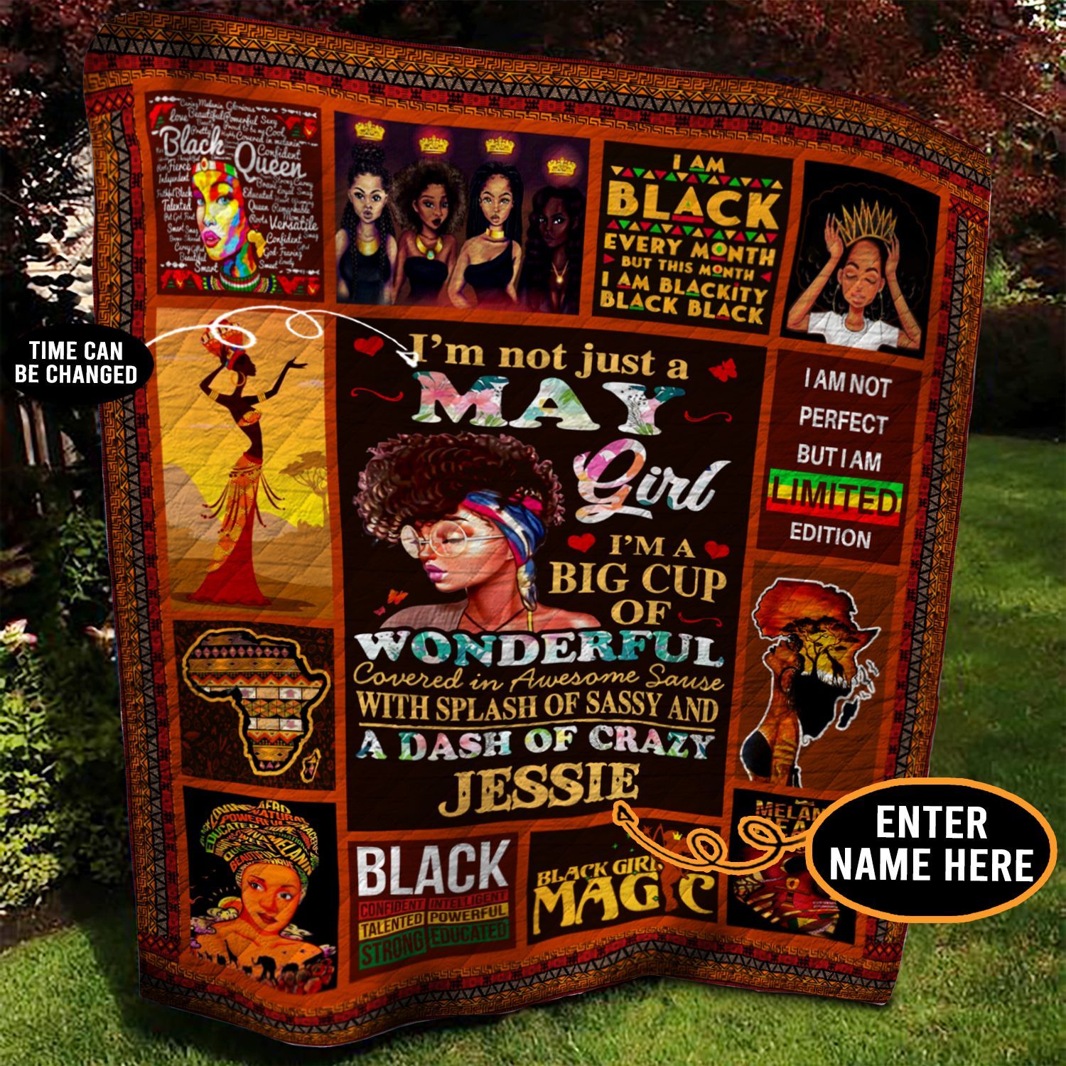 May Black Girl Personalized Quilt Blanket BBB050609NB
