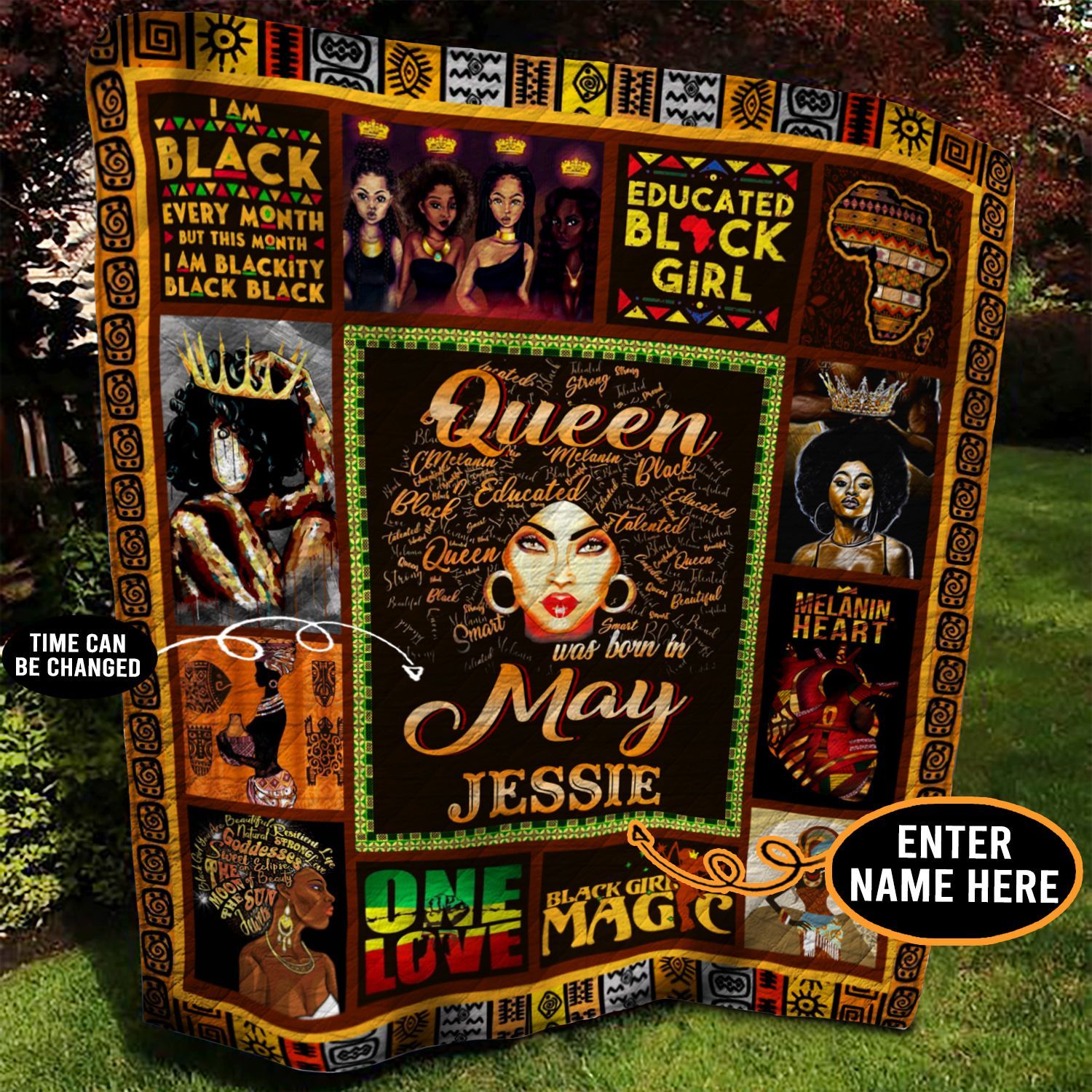 May Black Girl Personalized Quilt Blanket BBB050610NB