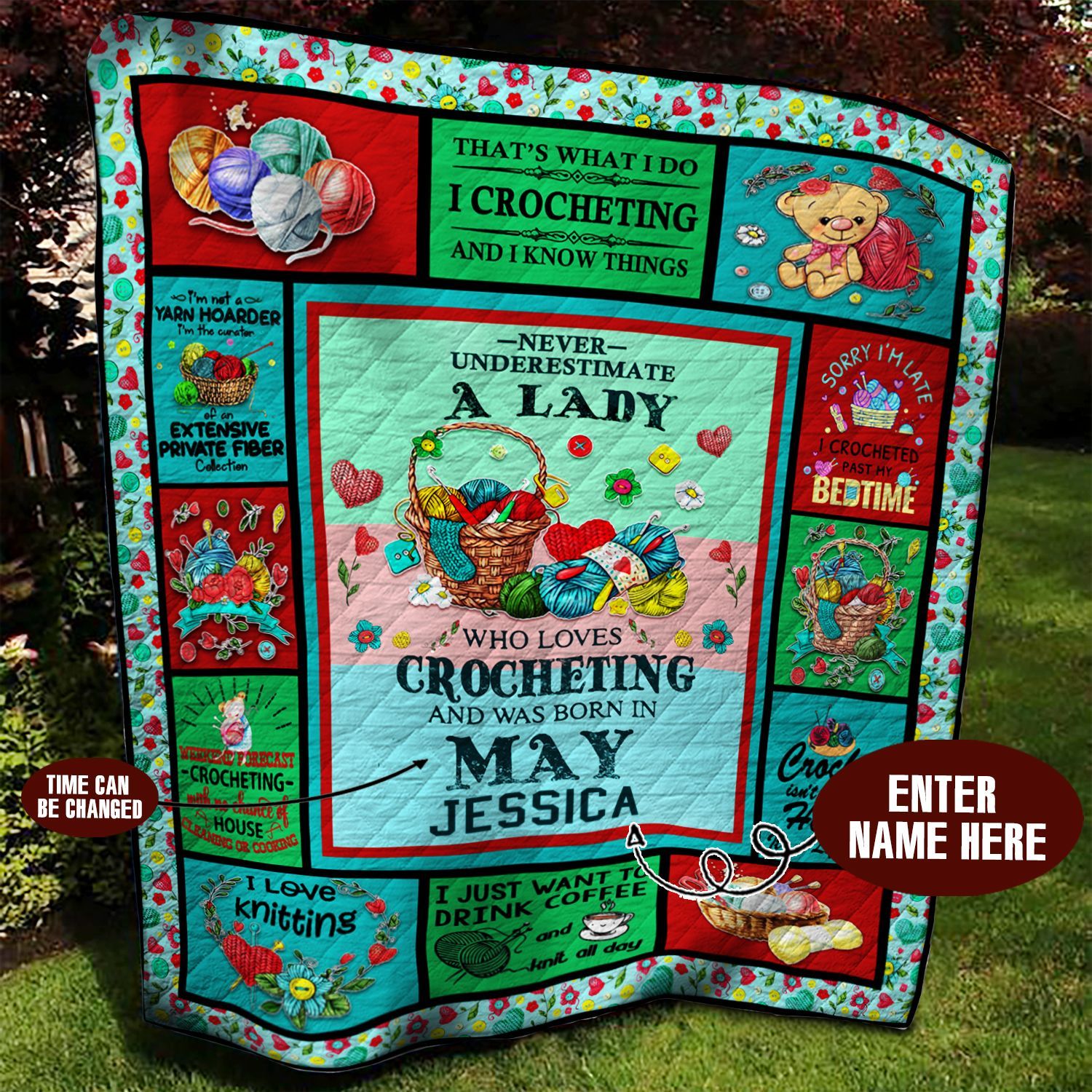 May Crocheting Personalized Quilt Blanket BBB050637MH