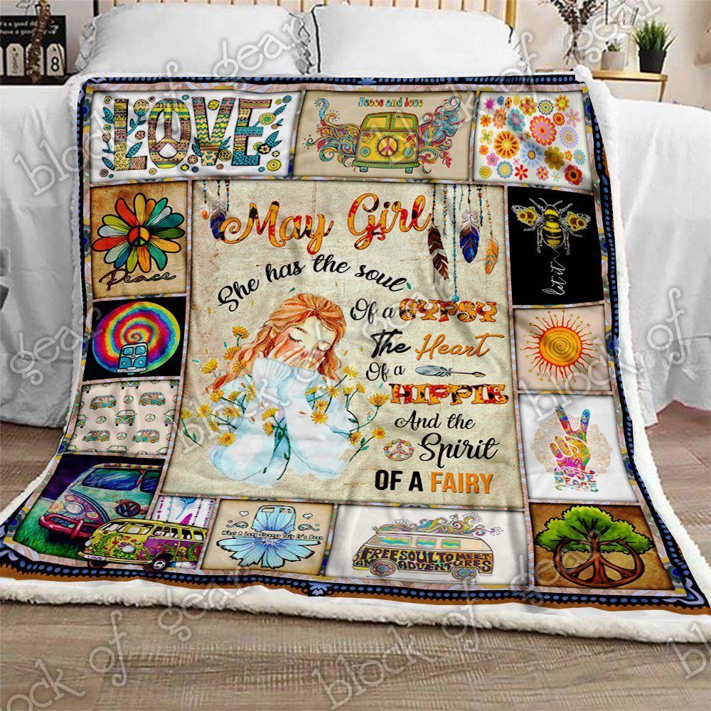 May Girl Hippie Sherpa Fleece Blanket