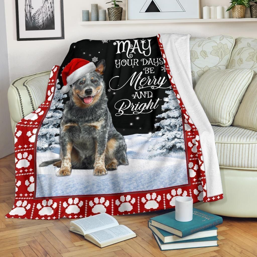 May Your Day Be Merry Heeler Dog Fleece Blanket