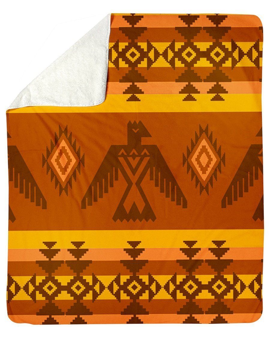 Maya Orange Pattern Fleece Blanket