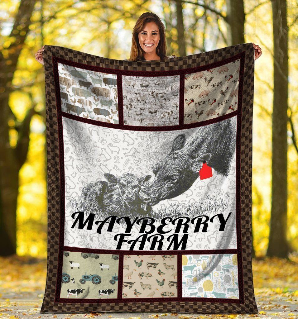 Mayberry Farm Cow Gift For Farmer Fleece Blanket