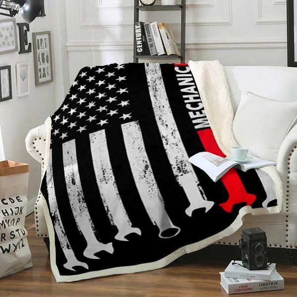 Mechanic Sherpa Fleece Blanket