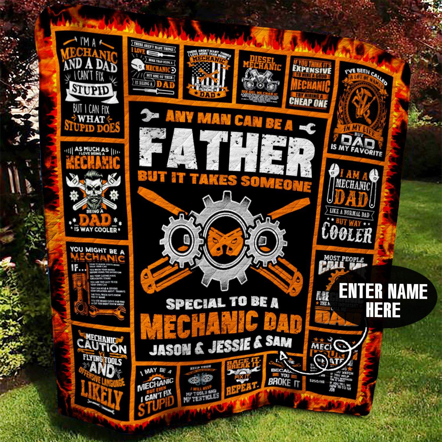 Mechanic Dad Personalized Quilt Blanket BBB080625SM