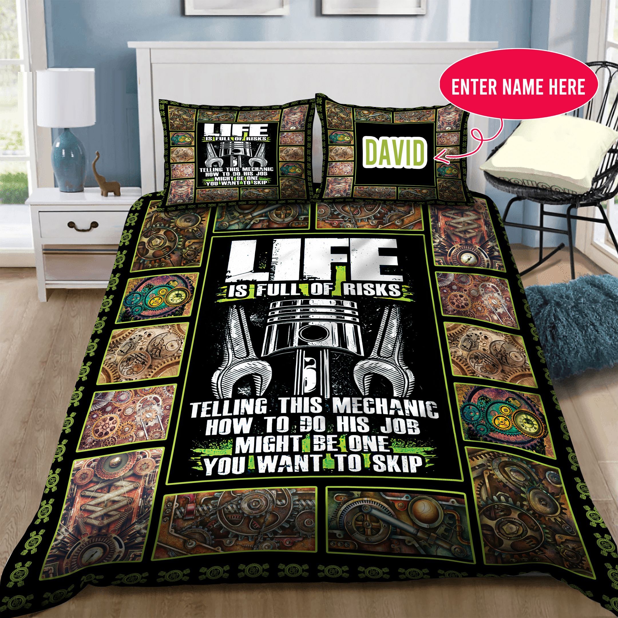 Mechanic Personalized  Bedding Set