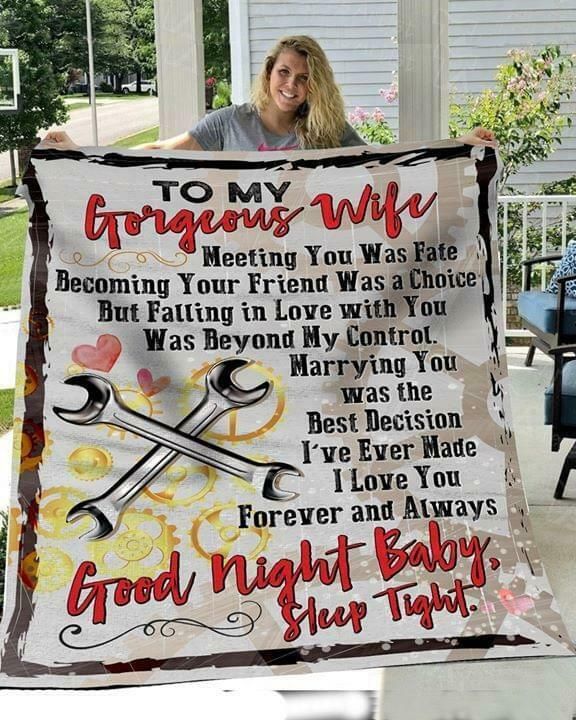 Mechanic To My Gorgeous Wife Sherpa Fleece Blanket