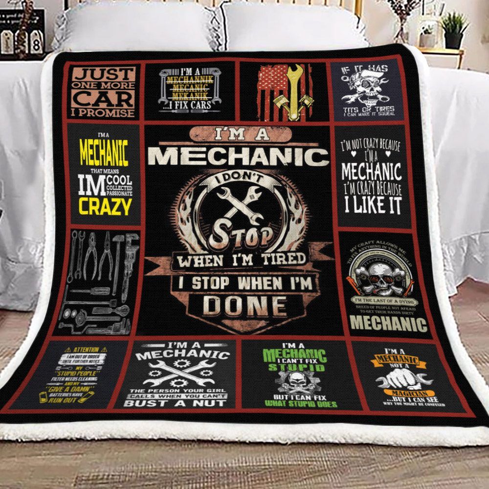 Mechanic Sherpa Fleece Blanket