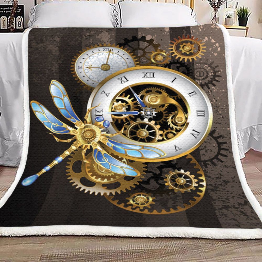 Mechanical Dragonfly Sherpa Fleece Blanket