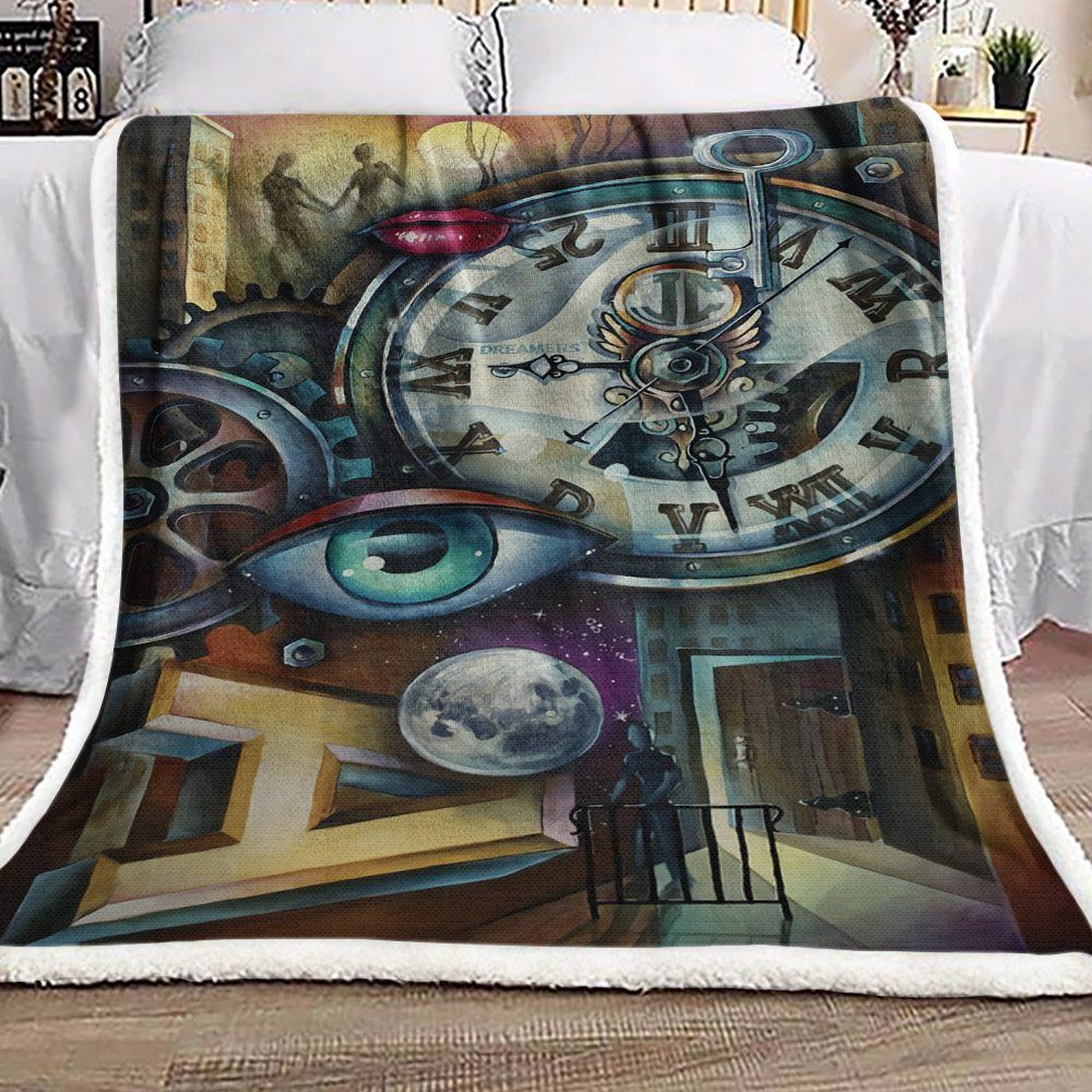 Mechanics Clock Sherpa Fleece Blanket