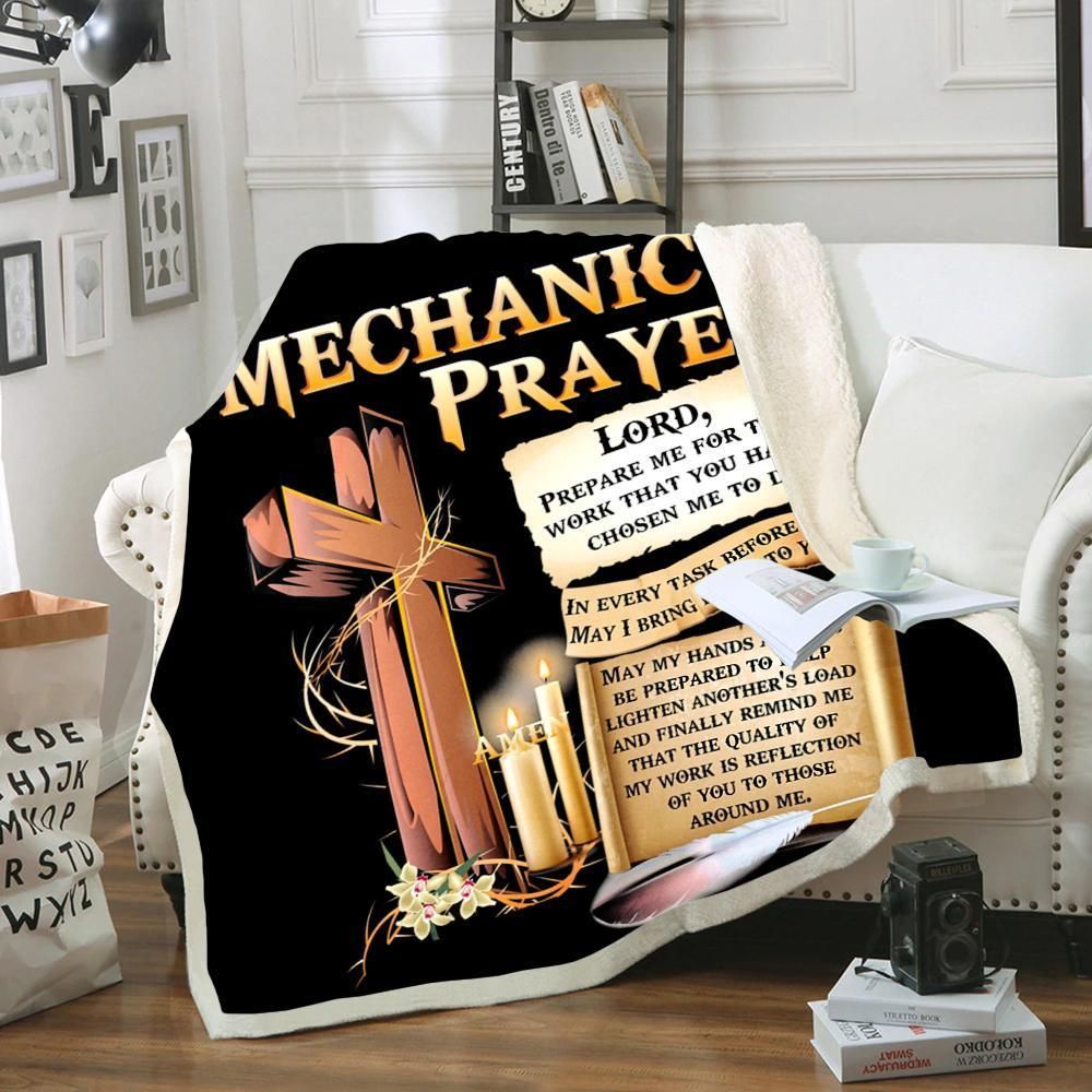 Mechanics Prayer Sherpa Fleece Blanket