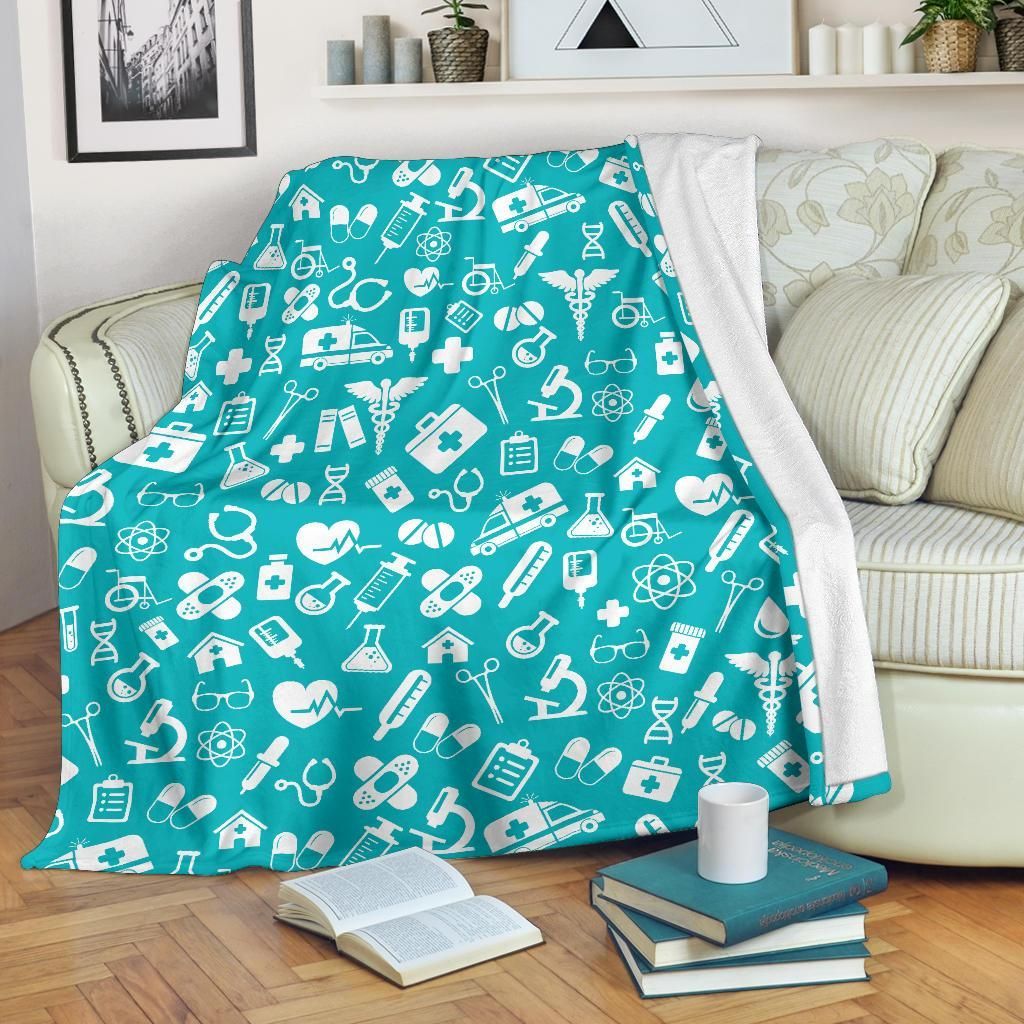 Medical Pattern Sherpa Fleece Blanket