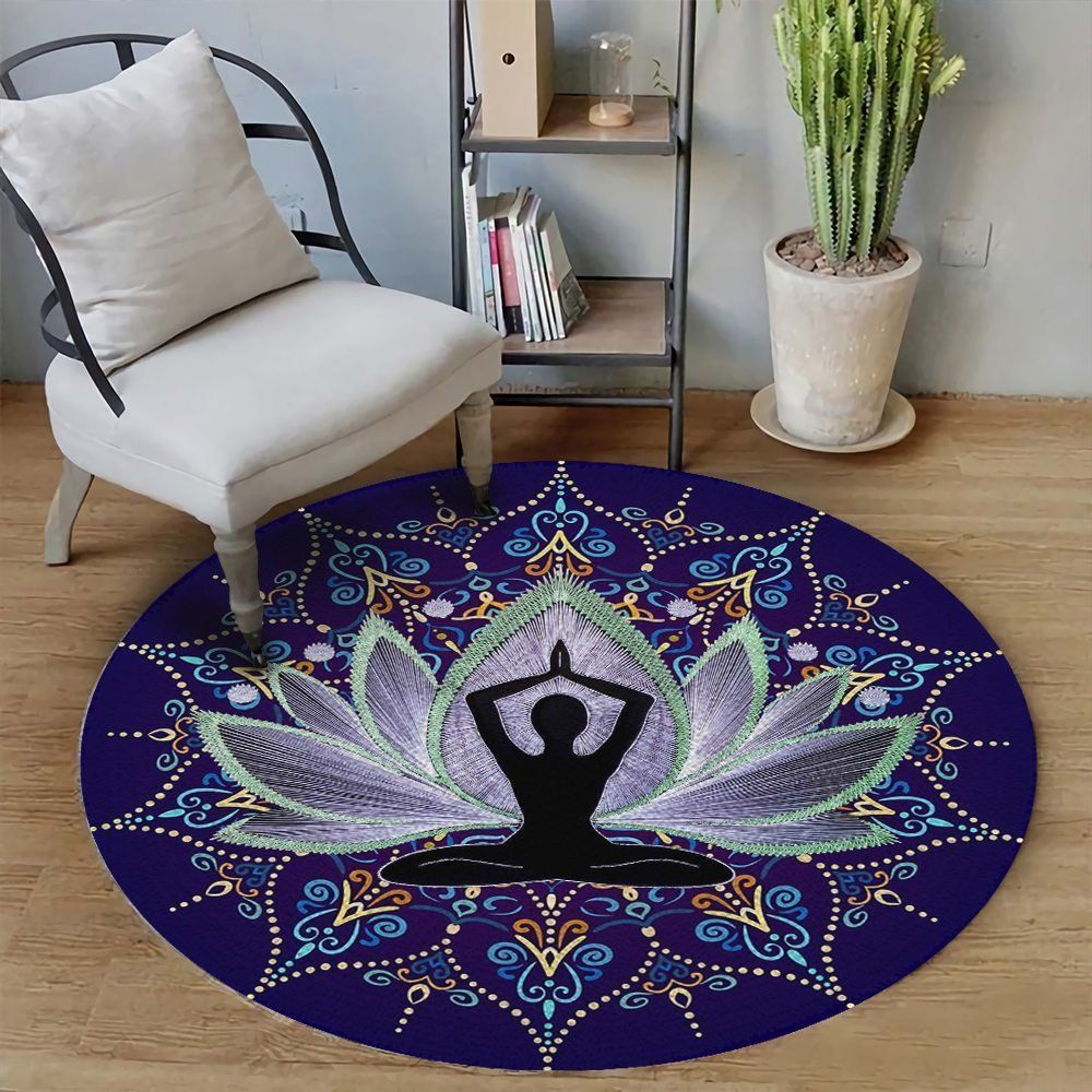 Meditation Buddha Lotus Round Carpet