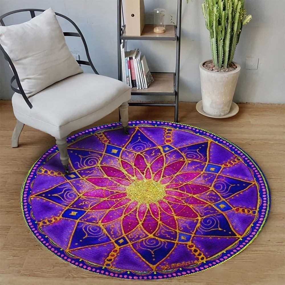 Meditation Mandala Lotus Round Carpet