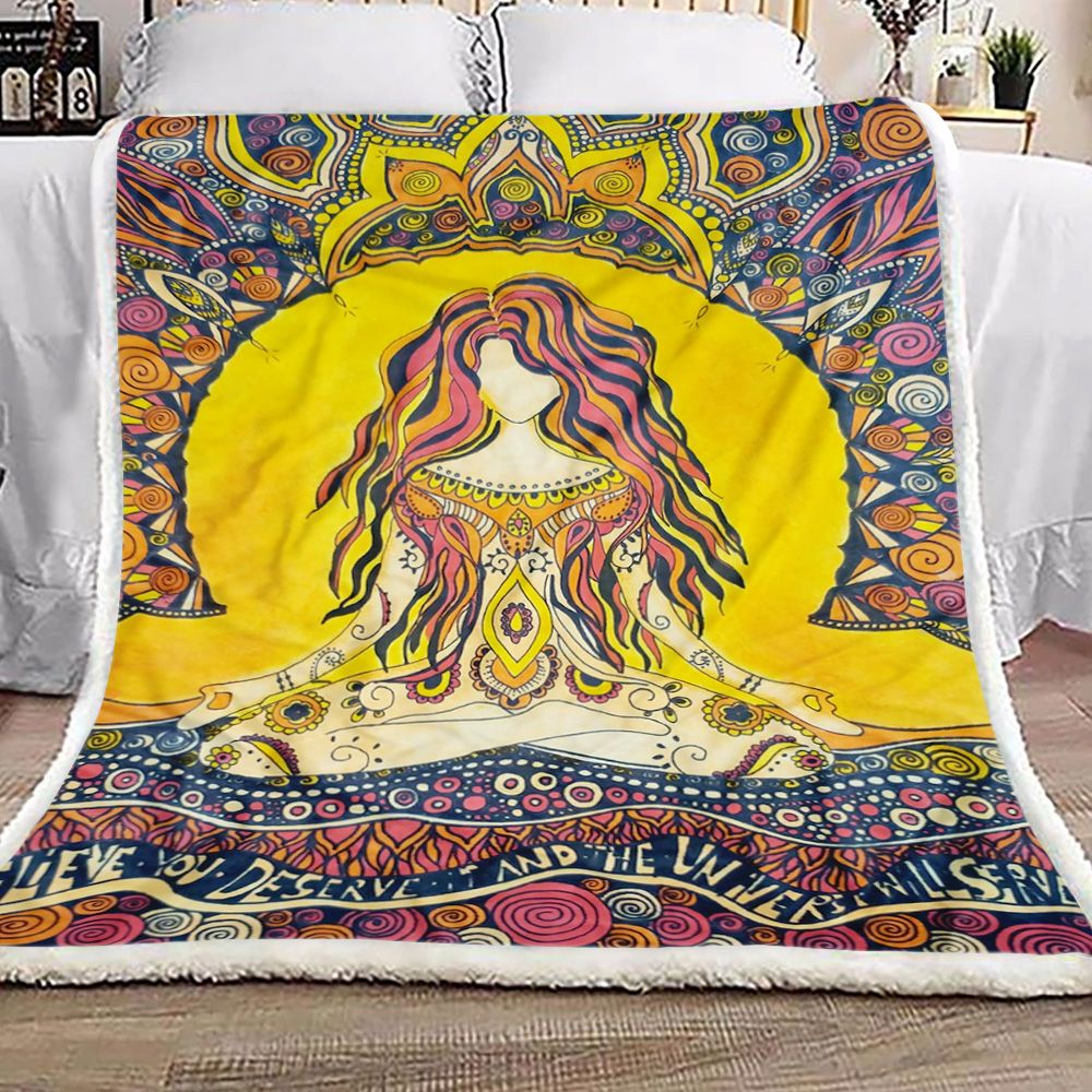 Meditation Yoga Girl Fleece Blanket