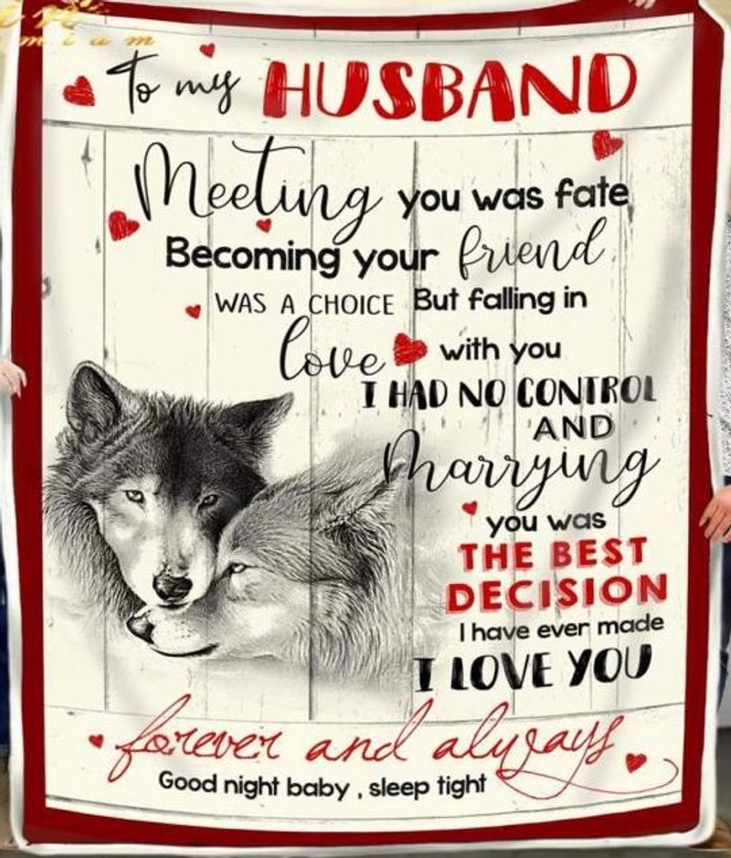 Meeting Was A Fate Wolf Sherpa Fleece Blanket