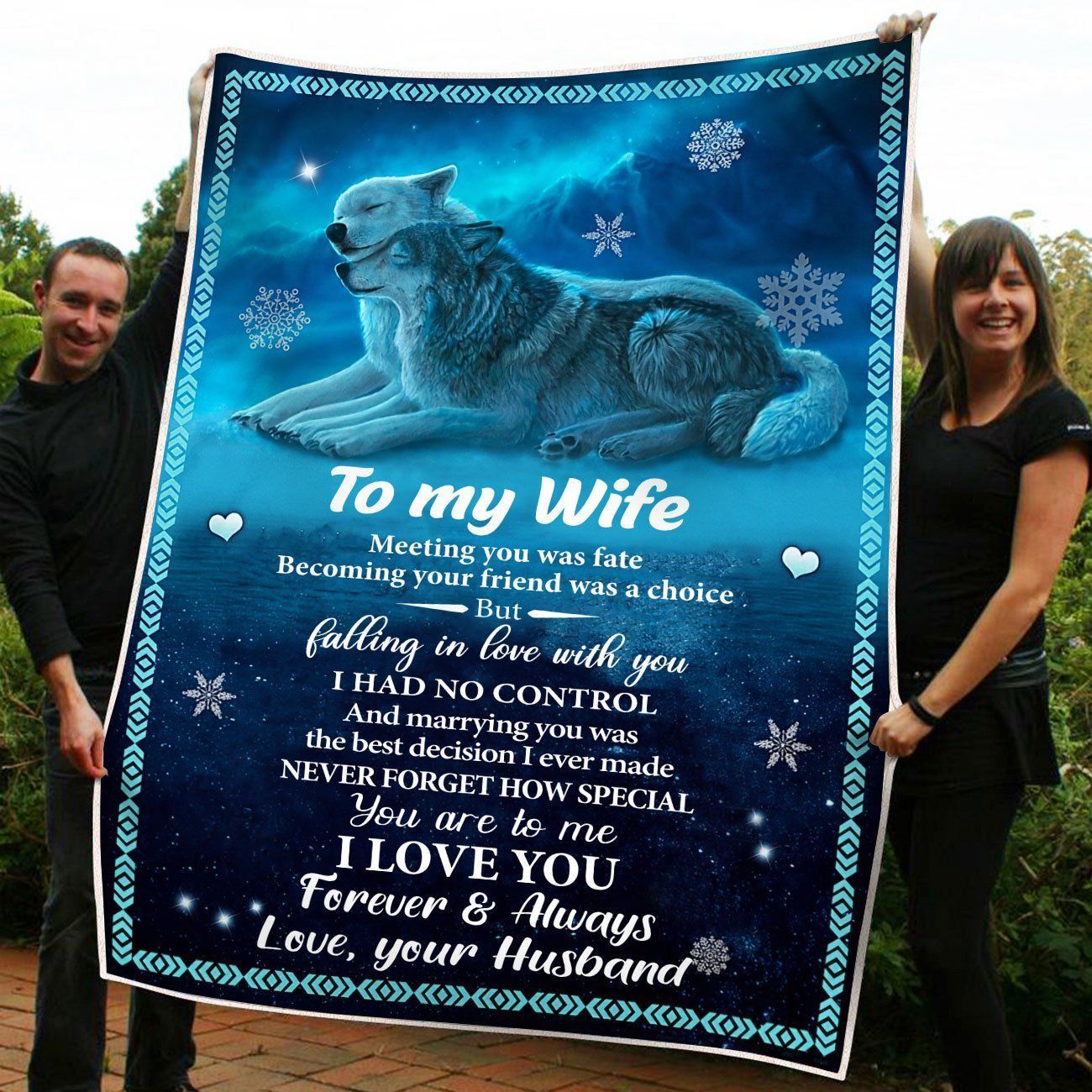Meeting You Was Fate Gift For Wife Wolf Fleece Blanket