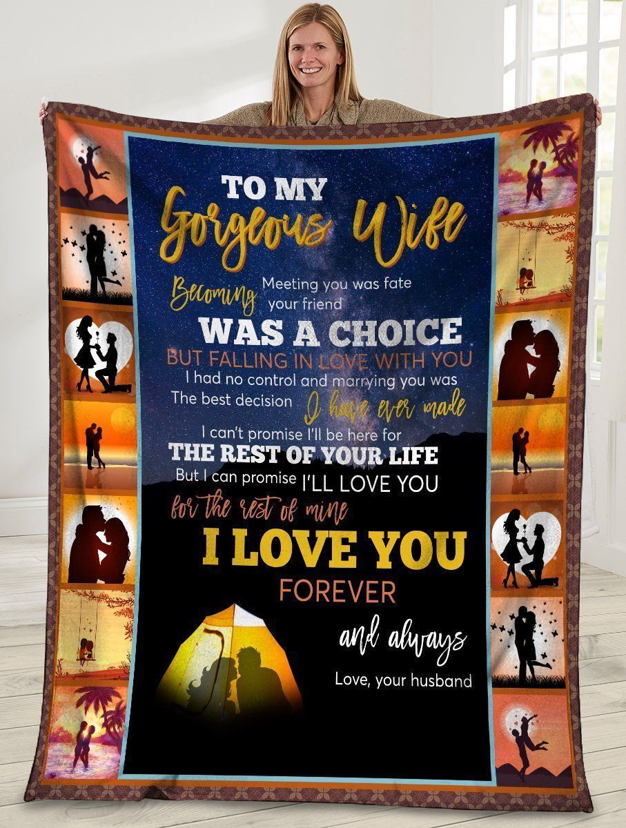Meeting You Was Fate Husband And Wife Camping Sunset Fleece Blanket