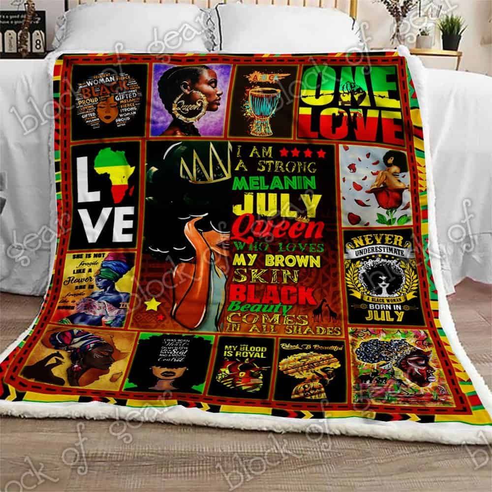 Melanin July Queen Fleece Blanket